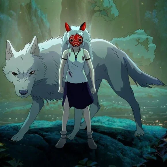 Princess Mononoke Village Ghibli Park San Mask Headdress & Ashitaka Hooded Towel - Picture 2 of 13